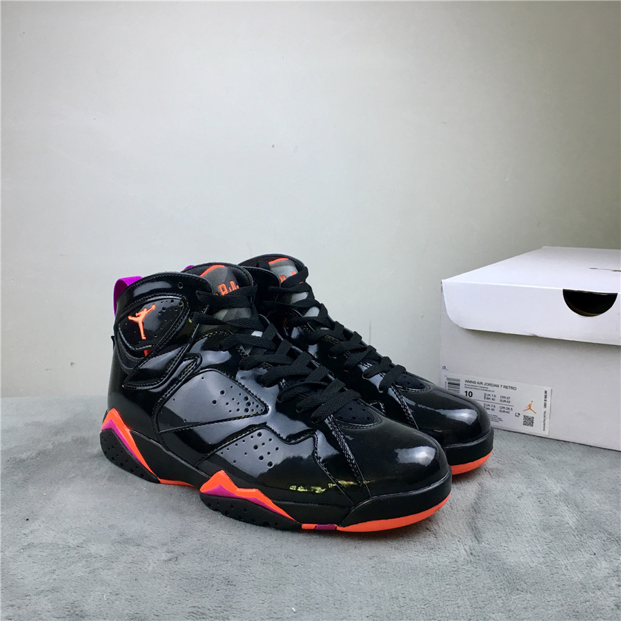 New Air Jordan 7 Patent Leather Black Red Shoes - Click Image to Close